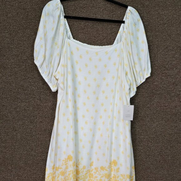 Lauren Conrad Short Puff Sleeve Square neck Mini Dress Ivory Sz XXL NWT - Picture 4 of 5